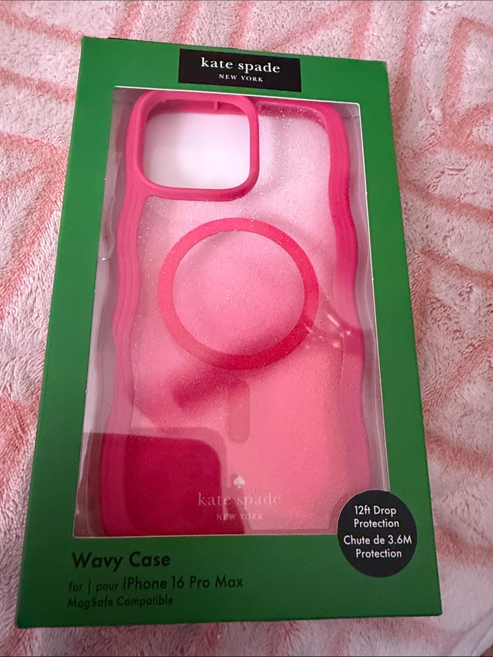 kate spade Kids Hot Pink Glitter Phone Case with Bold Pink Bumper